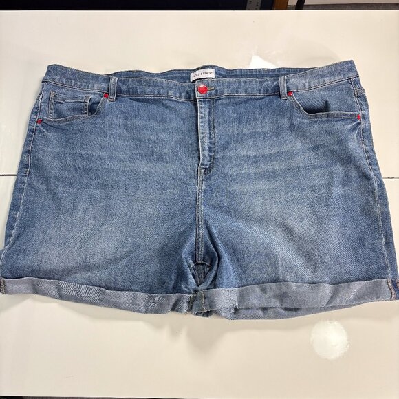 Lane Bryant Plus Size 28 Denim Shorts Rainbow Back Pockets - Picture 1 of 3